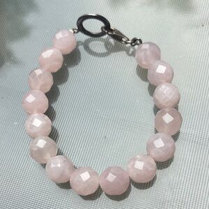 Rose Quartz Bracelet Silver Clasp